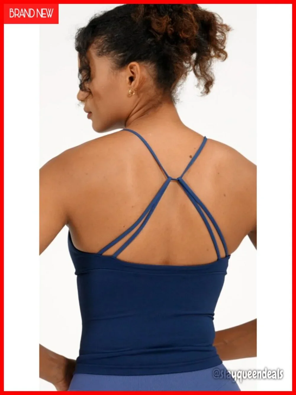 Slim Fit Seamless Workout Tank Top Twist Front Sports Bra Open Back